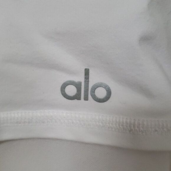 ALO Yoga Bike Shorts with Compression Fit Womens XS White Mesh Athletic Sporty - Picture 2 of 6